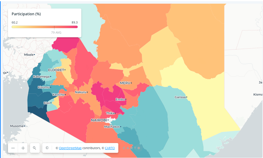 Participation in Kenya's 2017 presidential elections by county